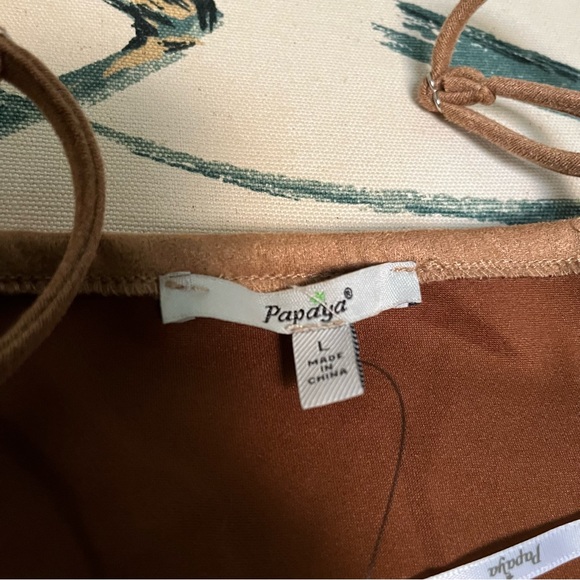 Papaya NEW Brown Faux Suede Underwire Bra Shapewear Dress Size Large - Picture 2 of 10